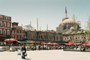 small shops in a courtyard in Turkey